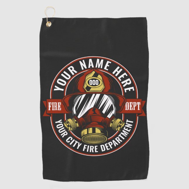 NAME Firefighter-Helm-Maske anpassen Feuer retten Golfhandtuch (Vorderseite)