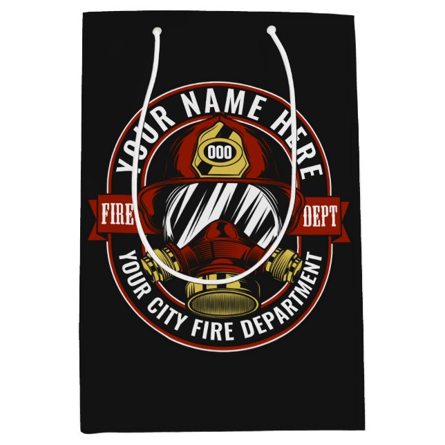 NAME Firefighter-Helm-Maske anpassen Feuer retten Mittlere Geschenktüte (Vorderseite)