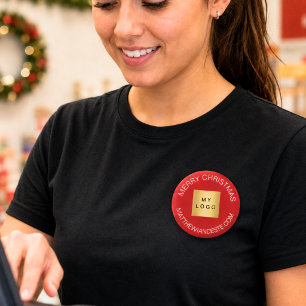 Name Firmenlogo rot weiß Weihnachten Button