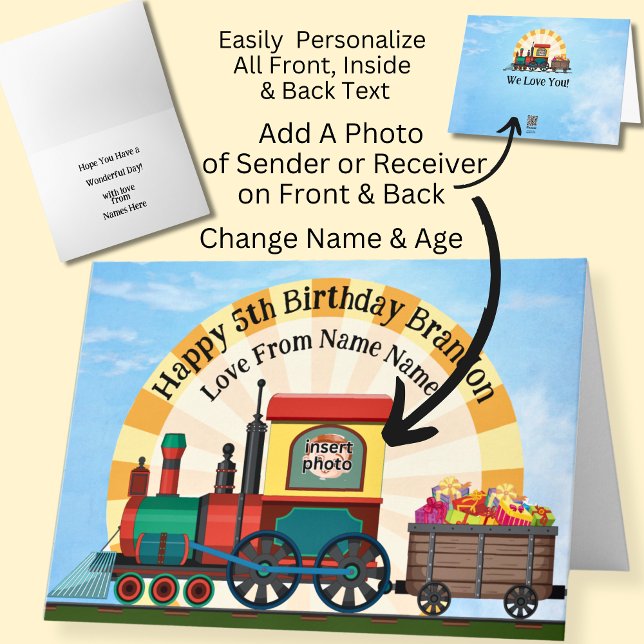 Name Foto Image Child's Steam Train Boy's Karte (Von Creator hochgeladen)