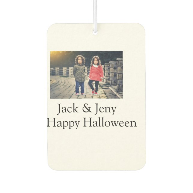 Name Foto Text Halloween Junge Autolufterfrischer (Vorderseite)