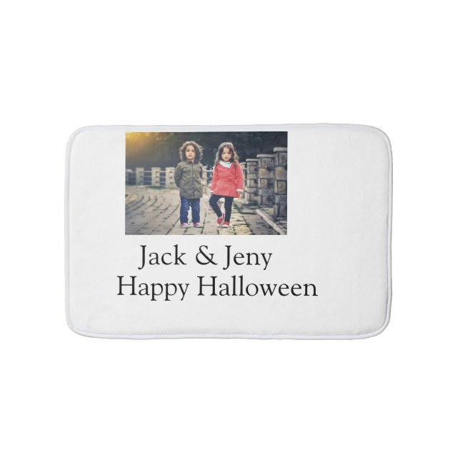 Name Foto Text Halloween Junge Badematte (Vorderseite)