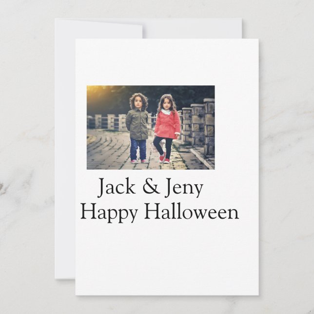 Name Foto Text Halloween Junge Feiertagskarte (Vorderseite)