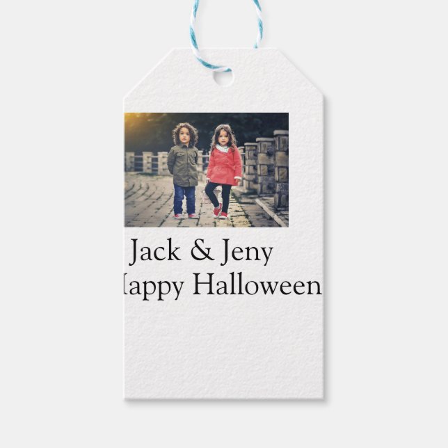 Name Foto Text Halloween Junge Geschenkanhänger (Vorderseite)