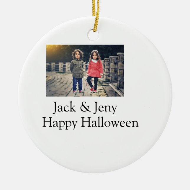Name Foto Text Halloween Junge Keramik Ornament (Vorne)