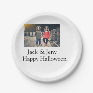 Name Foto Text Halloween Junge Pappteller