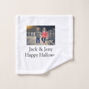 Name Foto Text Halloween Junge Waschlappen
