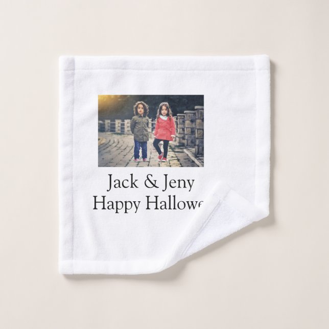 Name Foto Text Halloween Junge Waschlappen (Waschlappen)