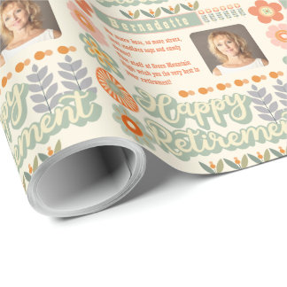 Name Foto Textmeldung Retro Daisy Ruhestation Geschenkpapier