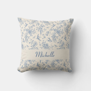 Name Französisches Land Toile de Jouy Blaues Muste Kissen