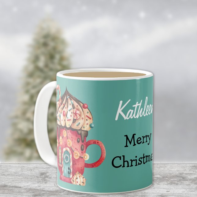 Name, Frohe Weihnachten Magische Candy House 11oz Kaffeetasse (Von Creator hochgeladen)