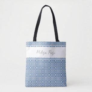 Name für Abstraktes blaues Muster Tasche