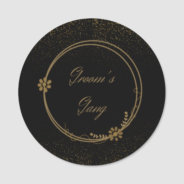 Name für Black & Gold-Hochzeit Namensschild (Vorderseite)