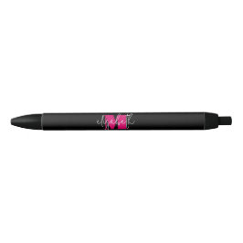 Name für die moderne schwarz rosa Monogramm-Schrif Kugelschreiber