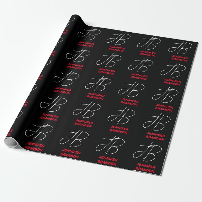 Name für die Schwarz-weiße rote Handschrift Geschenkpapier (Ungerollt)