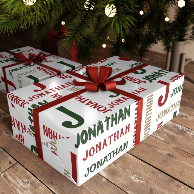 Name für die Wiederholung des Aufenthalts Personal Geschenkpapier (Holiday Repeating Name Personalized Wrapping Paper)