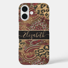 Name für Leopard und Paisley Print iPhone 16 Hülle