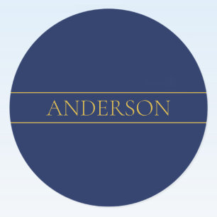 Name für Navy & Gold-Name oder Unternehmen Runder Aufkleber