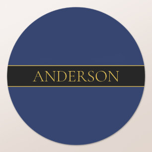 Name für Navy & Gold-Name oder Unternehmen Runder Aufkleber