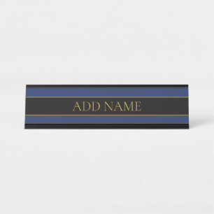 Name für Navy & Gold-Name oder Unternehmen Schreibtischnamensplakette