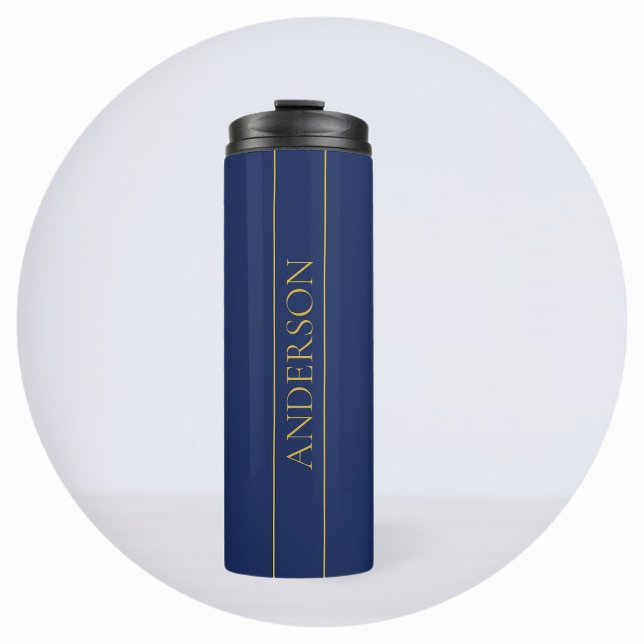 Name für Navy & Gold-Name oder Unternehmen Thermosbecher (Von Creator hochgeladen)