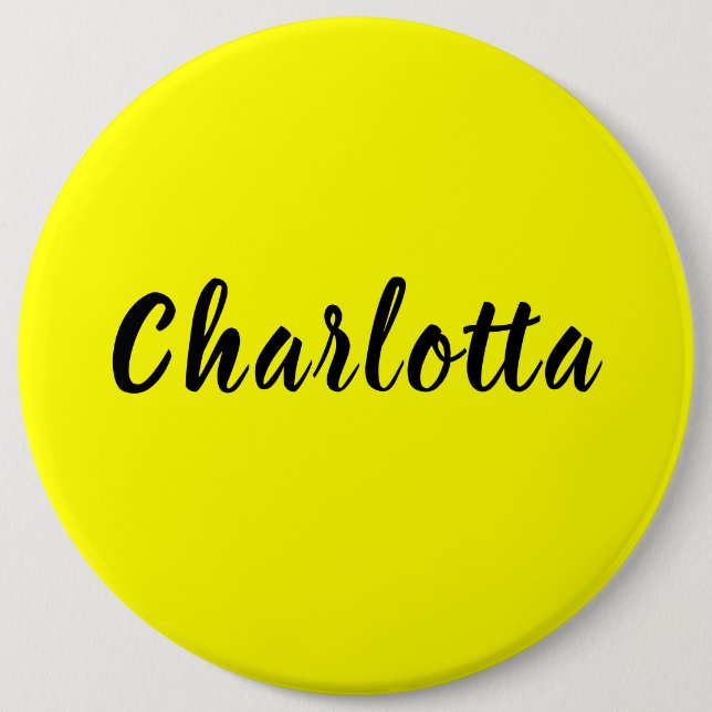 Name für Schwarze Personalisierung | Neongelbe Far Button (Vorderseite)