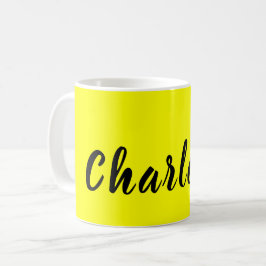 Name für Schwarze Personalisierung | Neongelbe Far Kaffeetasse