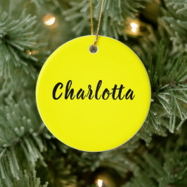 Name für Schwarze Personalisierung | Neongelbe Far Keramik Ornament