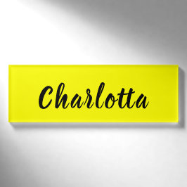 Name für Schwarze Personalisierung | Neongelbe Far Namenschild