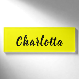 Name für Schwarze Personalisierung   Neongelbe Far Namenschild