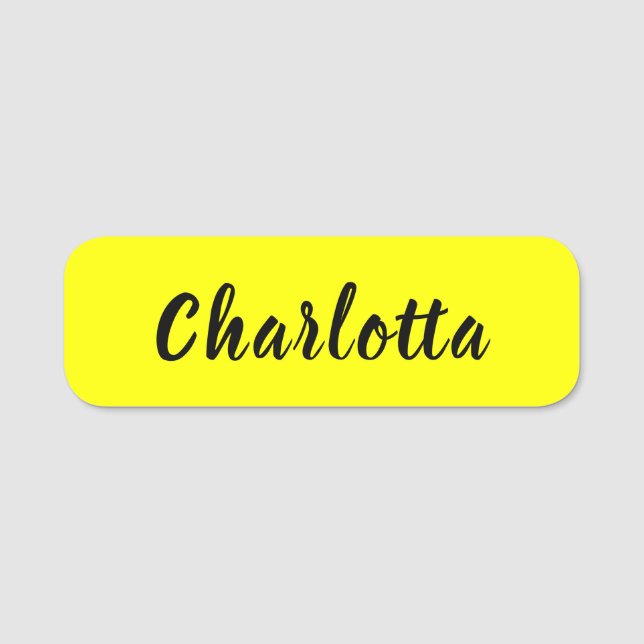 Name für Schwarze Personalisierung | Neongelbe Far Namensschild (Vorderseite)