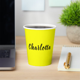 Name für Schwarze Personalisierung | Neongelbe Far Pappbecher