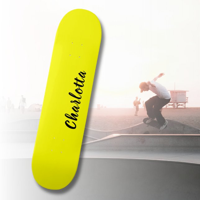 Name für Schwarze Personalisierung | Neongelbe Far Skateboard (Von Creator hochgeladen)