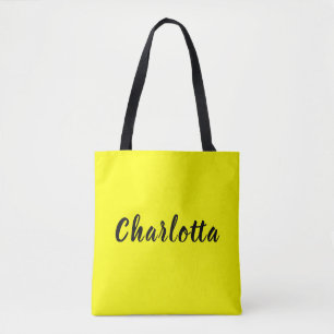 Name für Schwarze Personalisierung   Neongelbe Far Tasche