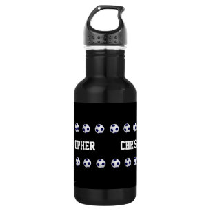 Name, Fußball, Schwarz & Weiß Edelstahlflasche