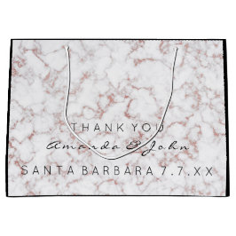 Name Gastgeschenk Hochzeit Danke Marble White Pink Große Geschenktüte