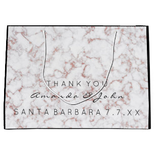 Name Gastgeschenk Hochzeit Danke Marble White Pink Große Geschenktüte