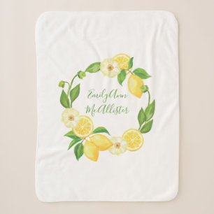 Name-gelbe Zitronen-Zitrusfrucht-Blumenbaby-Name Sherpadecke