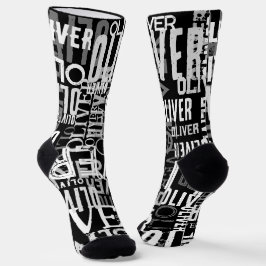 Name Gemusterte schwarze Crew Socken