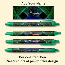 Name Geometric Green Blue Swirl ändern Kugelschreiber