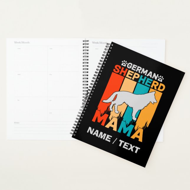 Name German Shepherd MAMA, Blue Brown on Black Planer (Anzeige)