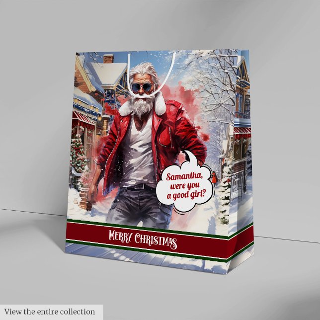 Name Gift Bags Handsome Santa Holiday Keepsake Mittlere Geschenktüte (Name Gift Bags Handsome Santa Holiday Keepsake)