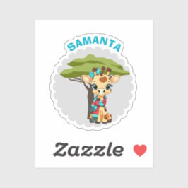 "Name" Giraffe in der Savanne Aufkleberbogen Aufkleber