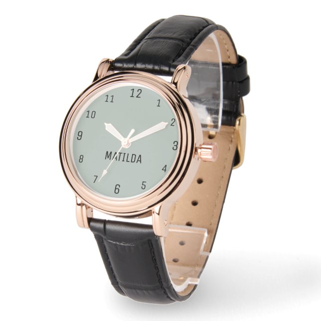 Name Girl Boys Women Men | Ash Gray Elegant Armbanduhr (Winkel)