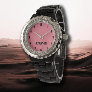 Name Girl Boys Women Men Lachs Rosa modern Armbanduhr