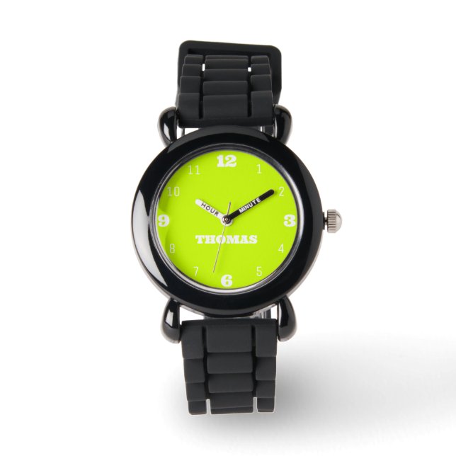 Name Girl Boys Women Men | Neon Limon Yellow Stilv Armbanduhr (Vorderseite)