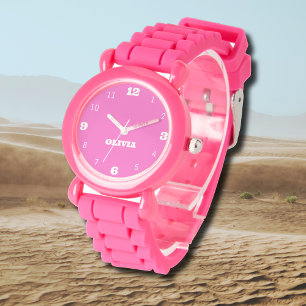 Name Girl Boys Women Men   Neon Pink Stilvoll Armbanduhr
