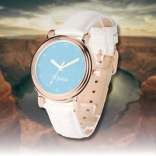 Name Girl Boys Women Men   Sky Blue Elegant Armbanduhr