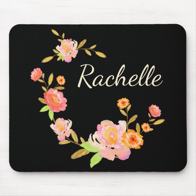 Name Giro Orange & Pink Floral Mousepad (Vorne)