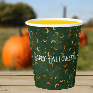 Name, glückliches Halloween-Mondmuster Pappbecher